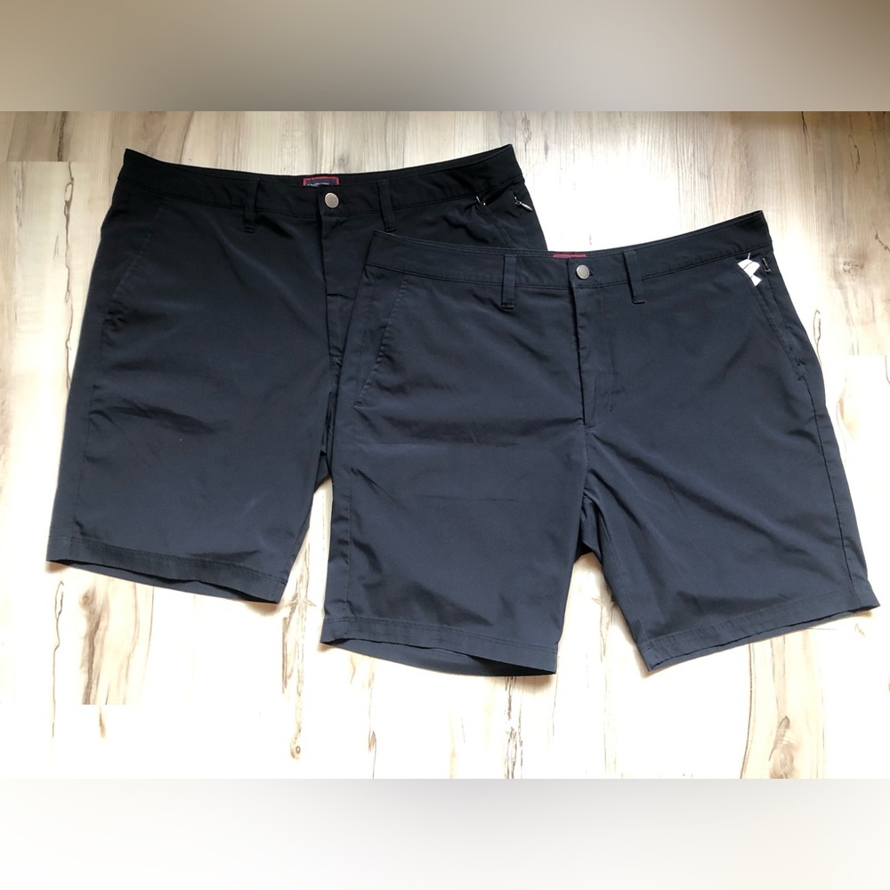 Set of 2 UNTUCKit Traveler Tech Shorts Black Wrinkle-Free Fast Drying 40499